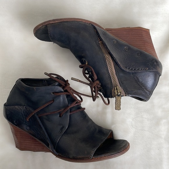 A.S98 Black Wedge Sandal Size 36 - Picture 4 of 7